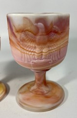 Vintage Imperial Glass Red Ruby Slag End of Day Wine Goblet Set Of 2