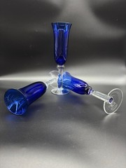 Cobalt Blue Glass Champagne Glasses 3pcs