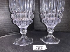 2 Fostoria Heritage Water Tea Clear Glasses Clear 10oz 7 1/8″ Vintage Barware