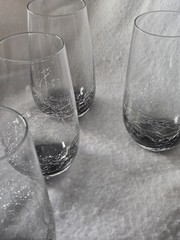 Pier 1 Crackle Highball Tumbler Glasses Smoke Gray 5 7/8″ Discontinued Set of 4