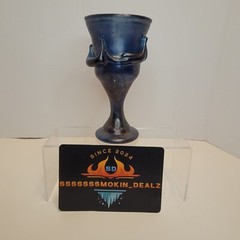 Vintage Unique Hand Blown Goblet Blue And Bronze Color Weighing Over 1½lbs.