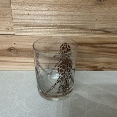 Morgan Signed 5 Double Old Fashion Whiskey Tumblers Etched Giraffe Motif