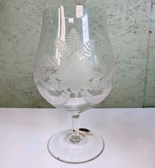 Vintage Bohemia Crystal Queen’s Lace Clear Etched Glass Vase Goblet Nice