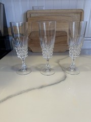 Set Of 3 Cristal D’Arques-Durand Pompadour Champagne Flutes Beautiful Elegant