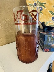 VTG LIBBEY BAMCO GLASS TOOLED Texas OIL FIELD RIG LEATHER HOLDER Cattle Brands