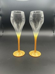 Champagne Glasses Yellow Fade Stemmed Liquor Set Of Two