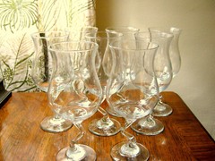 Vintage LIBBEY Clear DIAQUIRI Cocktail GLASSES w/Bent Zig Zag Stem Set of 8