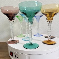 Champagne Sherbet Glasses in Jewel tone Colors with Icicle Twist Clear Stem 7