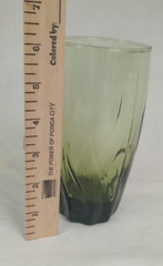 Anchor Hocking Central Park Green swirl drinking glass Tall 6″ Set of 5 USA