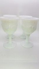 Vintage Westmoreland Della Robbia Milk Glass Water or Wine Goblets Set of 4