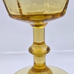 8 Panel Wafer Stem Amber Yellow Liquor Cocktail Set 4 Glass Discontinued