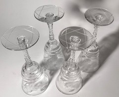 Set of 4 Libbey Rock Sharpe Arctic Rose Water/Wine Goblets w/ Star of David Base