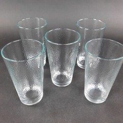 Libbey Mixed Lot 7 Clear Hammered Glasses 5 Goblets 16.5 oz 2 Rocks