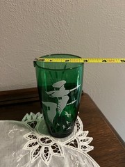 Emerald Green Geese and Cattail Tumbler Glass