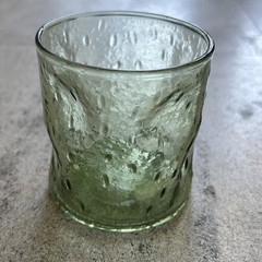 Vintage 70s Pilgrim Glass Green Crackle ~3.25″ Pinch Tumbler Single