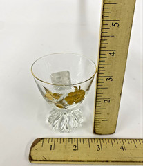 5 Vtg Libby 22 K Gold Leaf Footed Water Goblets Wine Glasses MCM Barware EVC