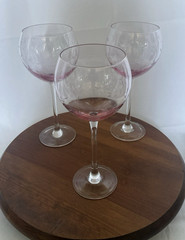Set of 3 VTG Lenox Crystal «Heather Pink » Balloon Etched Wine Glasses 8-7/8″ T.