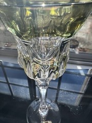 Vintage Nachtmann Lime Green Cut To Clear Wine Glass