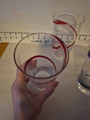 3 Red & 1 Blue Pier 1 Tumblers Glasses Swirline Retired Barware Beer Water