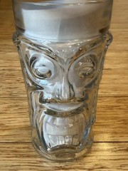 Tiki Screaming Monster Face Clear Glass Tumbler 6.5″ Anchor Hocking Hawaiian