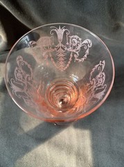 CAMBRIDGE GLASS CLEO PEACHBLO PINK #3077 5-1/4″ TALL 8-OUNCE FOOTED TUMBLER