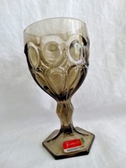 Fostoria Crystal Brown (Taupe) Moonstone 5oz Wine Glass Excellent Used Condition