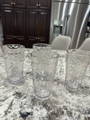 4 Acrylic Plastic Glasses Vtg MCM Textured Ice Tea Tumbler 6.25″