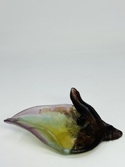 Daum Pate de Verre Art Crystal Tray Butterfly Bowl- Made In France -SIGNED
