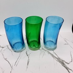 Set of 3 Leonardo Swing 6in Curved Tumbler Glasses Green Blue Germany MCM-READ