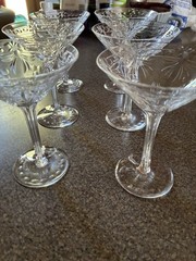 VTG Etched Crystal Coupe Champagne or Martini Glasses Set of 6 MINT COND