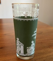 Wedgewood Jasperware Jeanette Glass Hellenic Green Greek Highball Glass 6.5” MCM