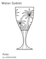Godinger Crystal PALM TREE South Beach Collection WATER GOBLETS Set of 3 * NEW