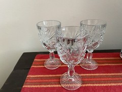 3 Vintage Libbey HOBSTAR Star of David Water Wine Goblets Glasses 7 1/4″ NEW