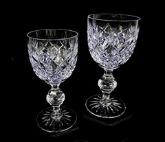 Kusak Brilliant Cut Crystal Cherry Diamond And Fan 2pc 6 1/4″ Claret Wines 1975