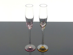 ION TAMAIAN FLAMES COLLECTION CRYSTAL CHAMPAGNE TOASTING FLUTES – GLASS SET OF 2