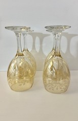 Italian Cristalleria Fratelli Fumo Etched Wine Glasses 8oz Italy Set Of 4