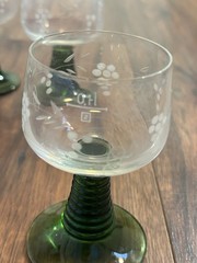 Vintage Beehive Green Stemmed French Wine Tasting Glasses Set Of 4 Luminarc