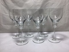 II20 Vintage Clear Thin Stemmed Hand Blown Water Goblet For Gift Set of 6