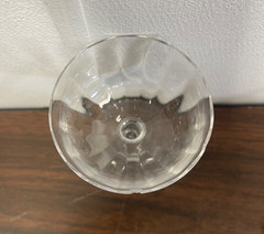 Set Of 2 Vintage 4.25” Tall Clear Glass Wide Mouth Wine Glasses CHIPPED