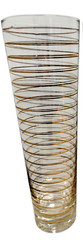 Set of Four Zodax La Fete Decal Champagne Flutes Gold On Clear Glass Dots Stripe
