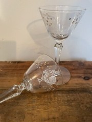 Set of 2 Libbey Chanticleer Rooster Liquor Cocktail Glass Vintage1950s Preowned