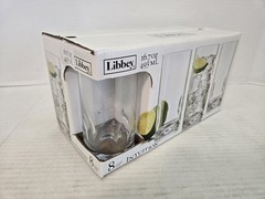8 Vintage Libbey Intuition Thumb Dimple Drinking Glasses 16.7 oz. FREE SHIPPING