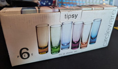 Circleware Tipsy Shot Glass Set 6Pc Multicolor 3.5 Oz Barware Colorful Shooter