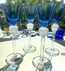 WINE GLASSES WITH FROSTED RAMS HEADS/SET OF 4 NACHTMANN – HEAVY LALIQUE STYLE