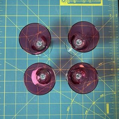 Vintage Ruby And Clear Cordial Glasses Set Of 4