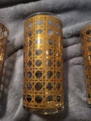 Vintage Culver Canella 22K Gold Highball Glasses Set of 7 Barware 1960s