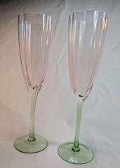 Abbott Collection Flower Shaped Pink Champagne Flutes Set of 2 10in