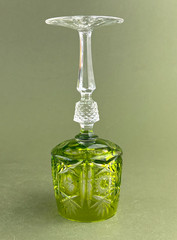 Nachtman? UNK18210 Chartreuse Green Cut Clear Crystal Hock Glass 7 7/8» German