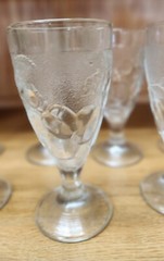 Set of 4 Vintage Arcoroc France Clear Molded Embossed Fruit Design Goblets
