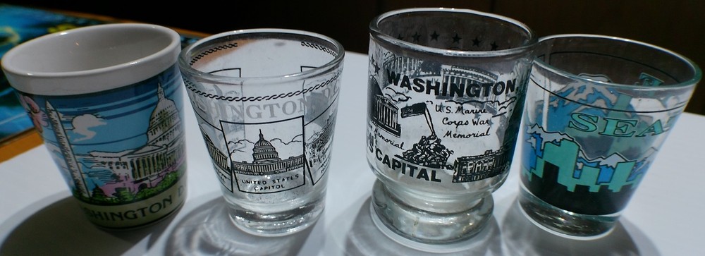 4 «Hard to Find» Washington State, D.C. & Seattle Shot Glasses Never Used!